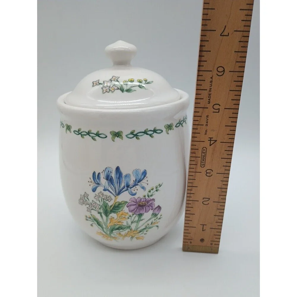 Thomson Floral Garden Small Canister Botanical Flowers Damaged